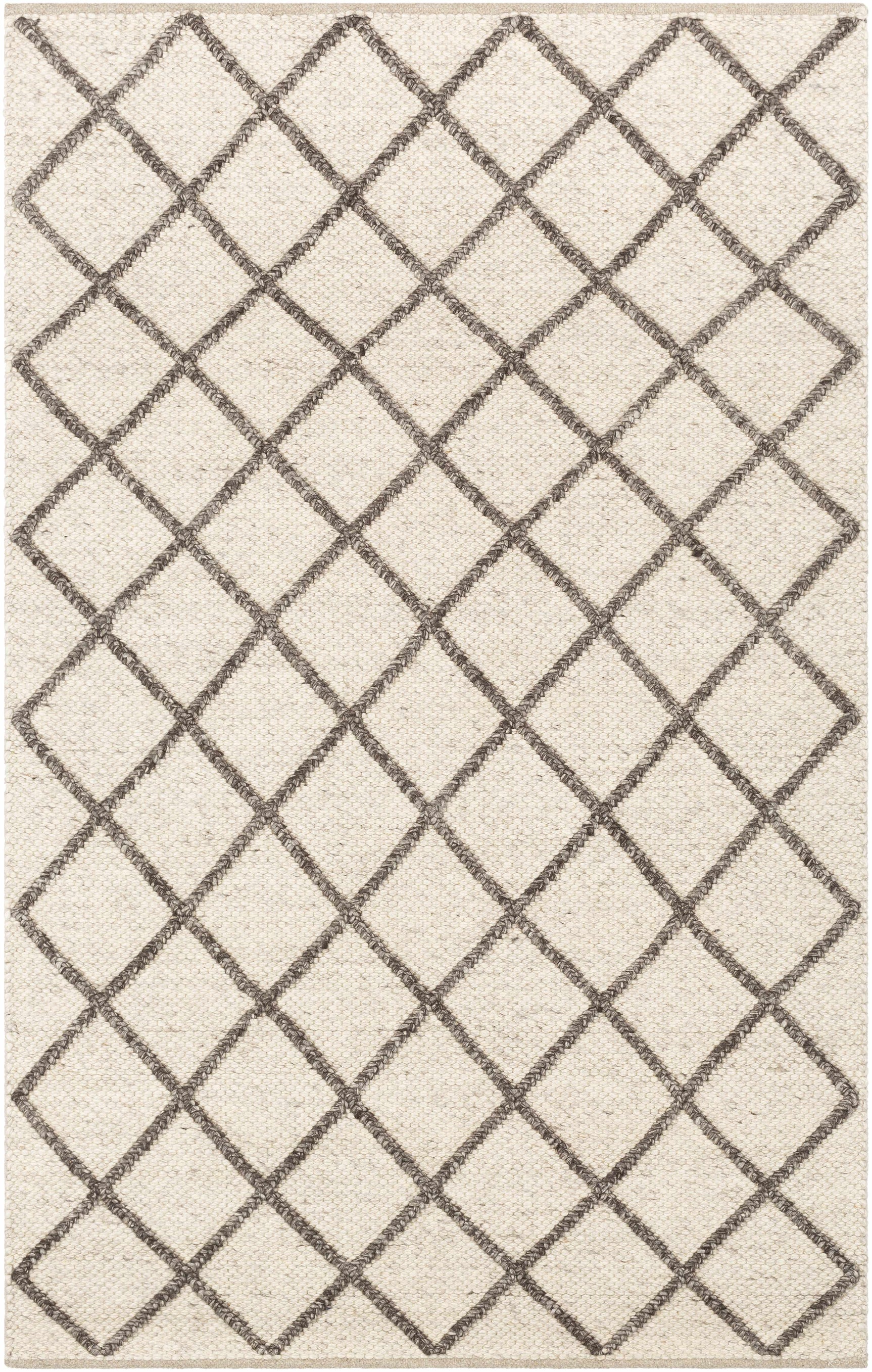Syosset Cream/Brown Trellis Wool&Viscose Rug - Clearance - Ornate Home