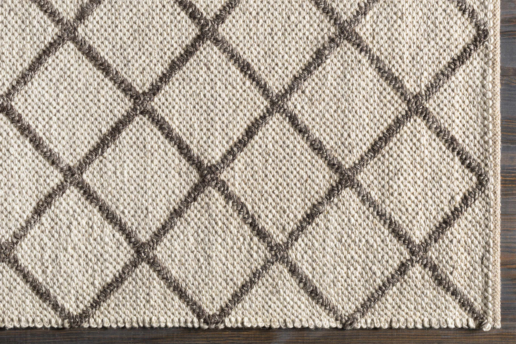 Syosset Cream/Brown Trellis Wool&Viscose Rug - Clearance - Ornate Home