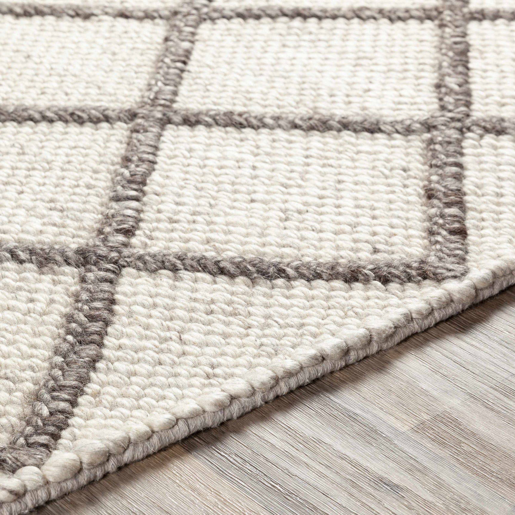 Syosset Cream/Brown Trellis Wool&Viscose Rug - Clearance - Ornate Home