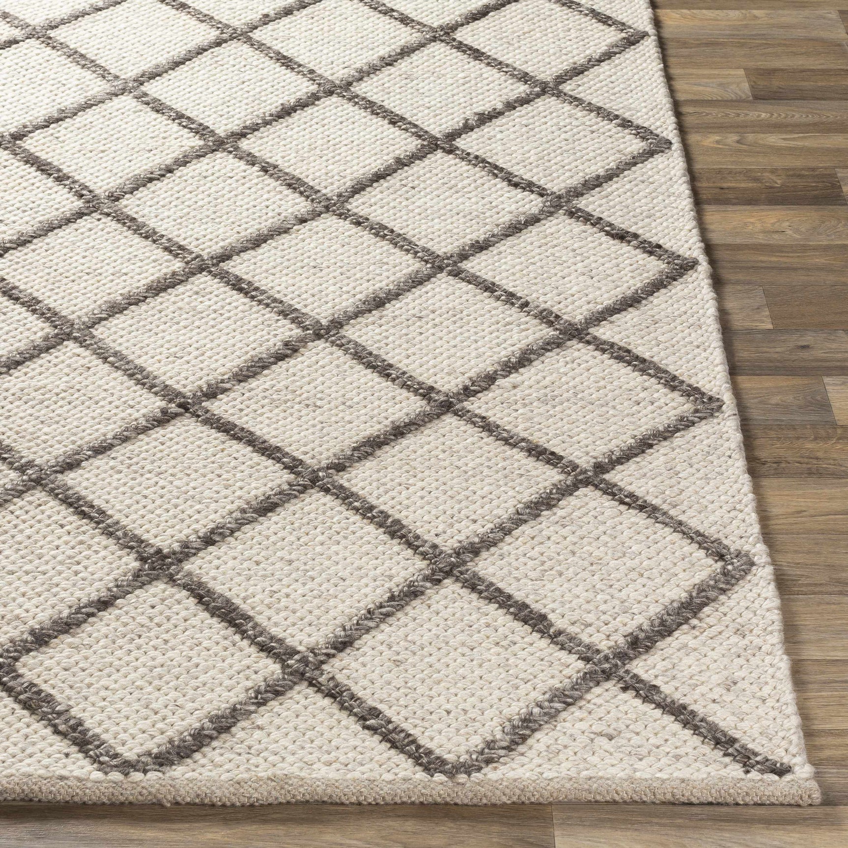 Syosset Cream/Brown Trellis Wool&Viscose Rug - Clearance - Ornate Home