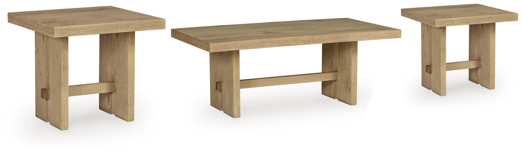 Crendlin Light Brown Coffee Table and 2 End Tables