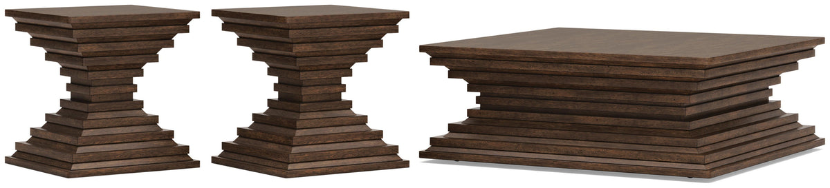 Hannodream Warm Brown Coffee Table and 2 Ends