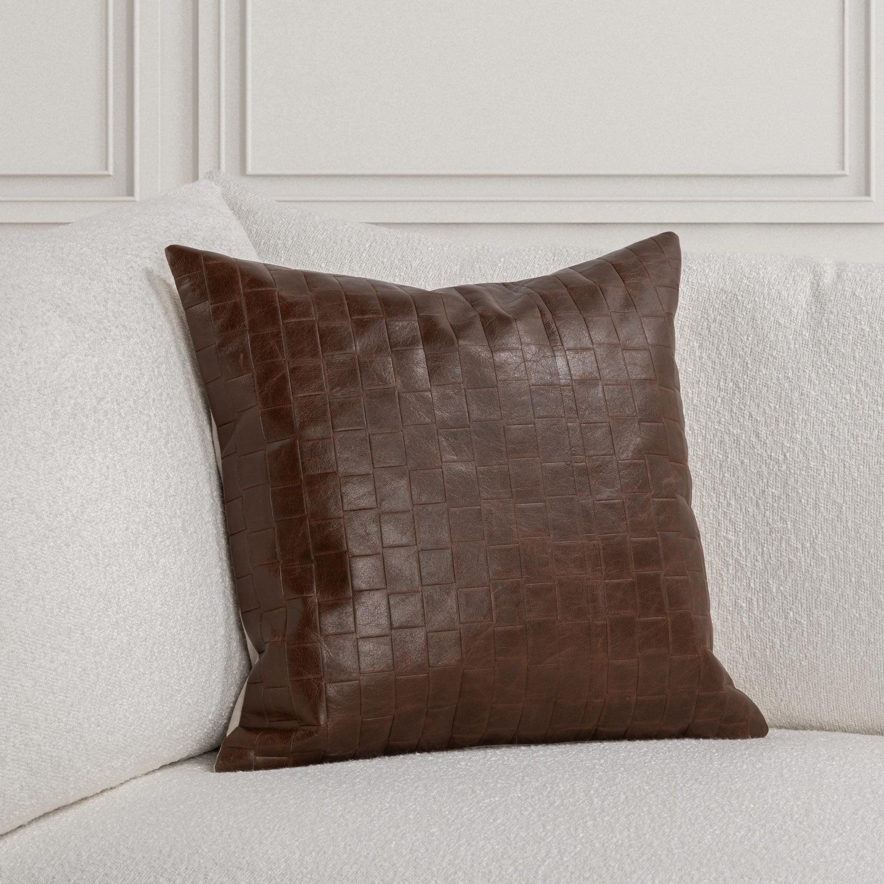 TQ Leather Seston Brown 20x20 Throw Pillow (Set of 2) - Ornate Home