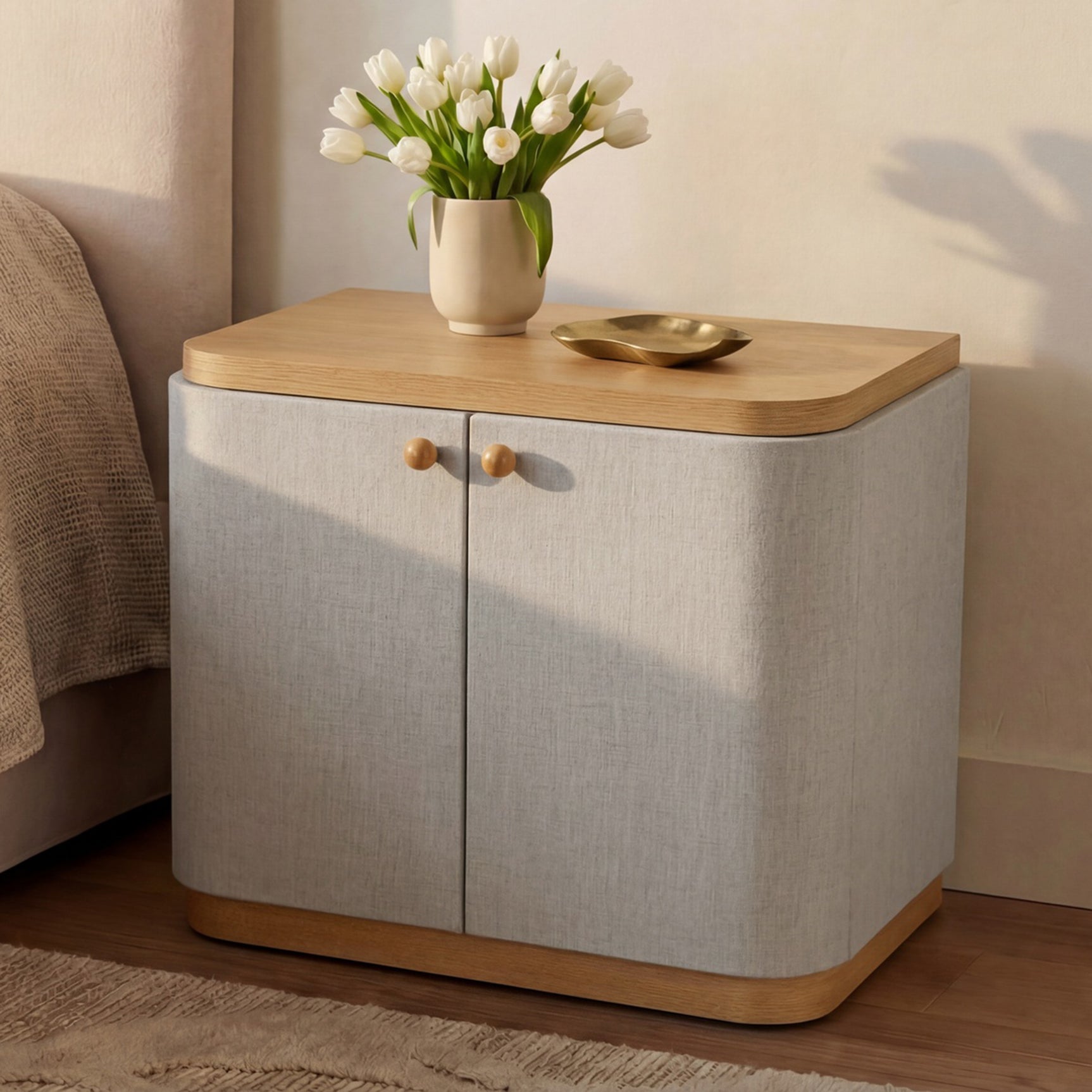 Simone Cream/Natural Nightstand