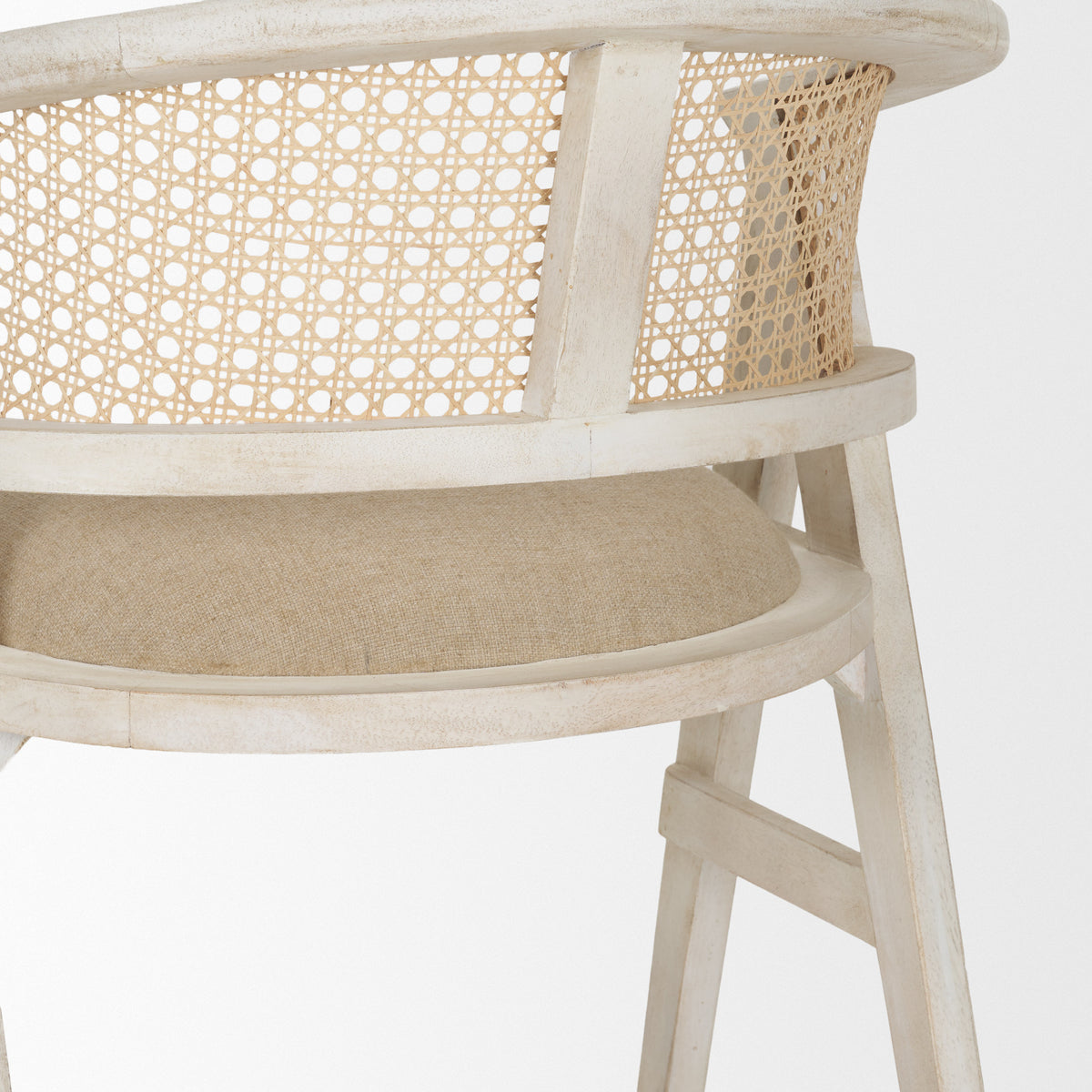 Tabitha Beige/Blonde Fabric/Rattan Seat Wood Frame Counter Stool - Ornate Home