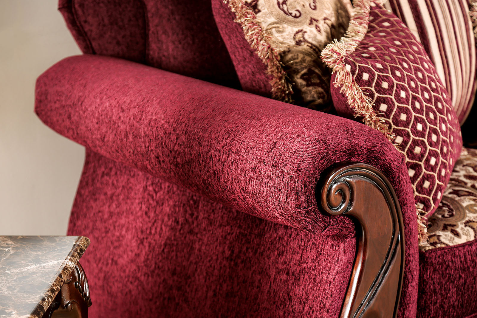 Tabitha Wine/Gold Chair - Ornate Home
