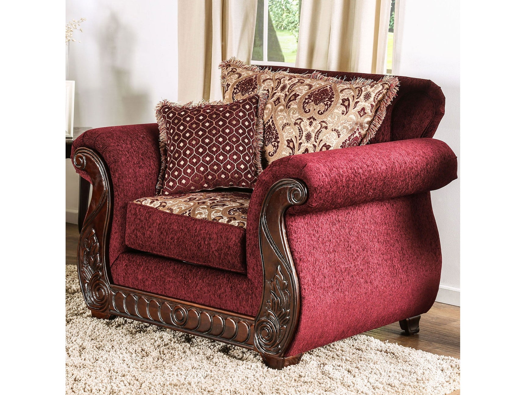 Tabitha Wine/Gold Chair - Ornate Home