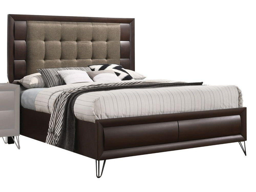 Tablita Upholstered King Bed in Dark Merlot - Ornate Home