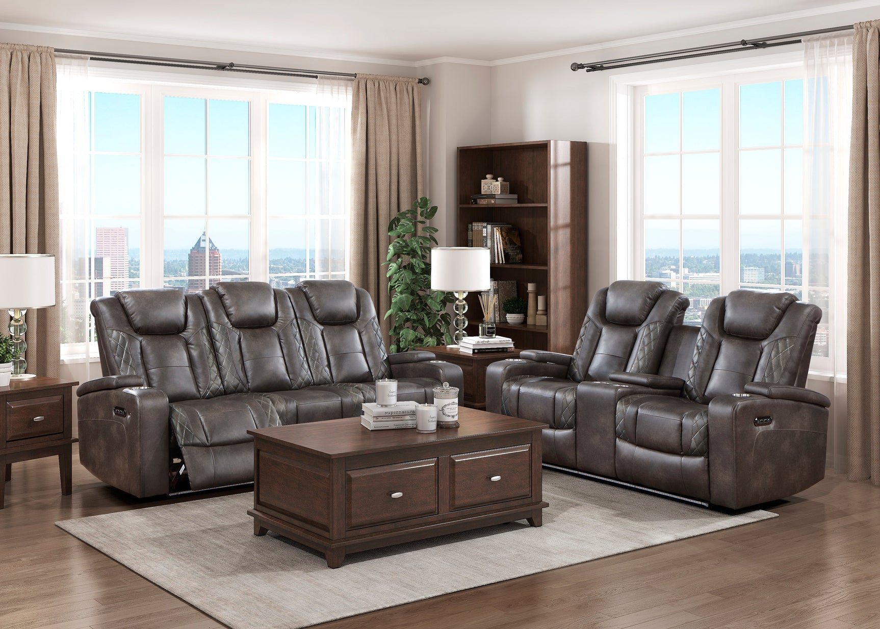 Tabor Brown Power Double Reclining Loveseat - Ornate Home