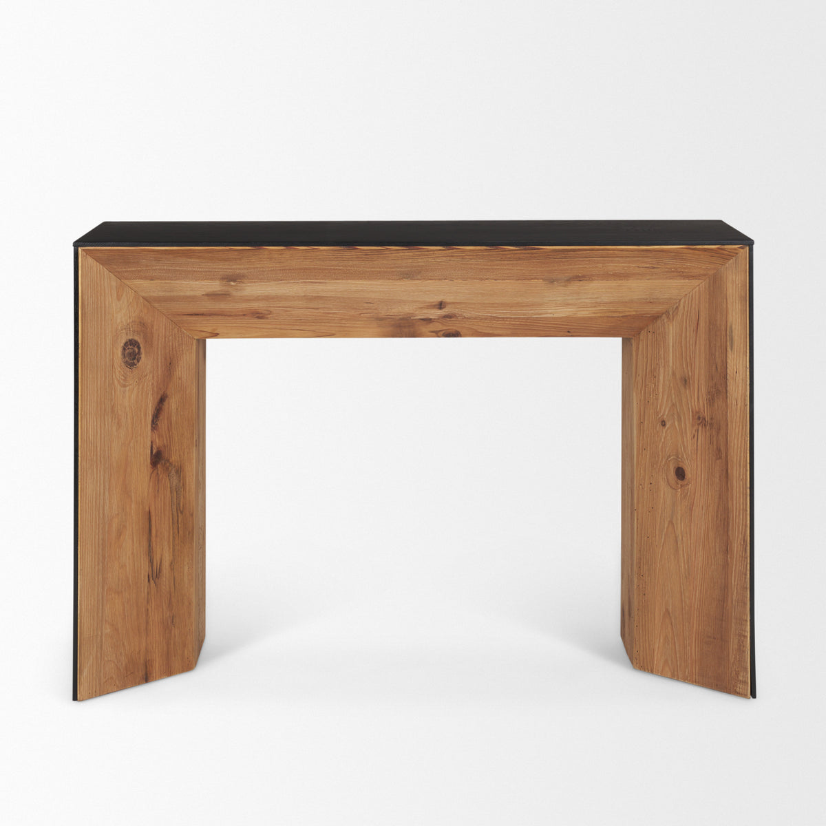 Tabor Natural/Black Wood Oak Waterfall Console Table - Ornate Home