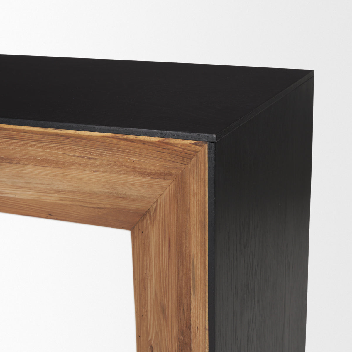 Tabor Natural/Black Wood Oak Waterfall Console Table - Ornate Home
