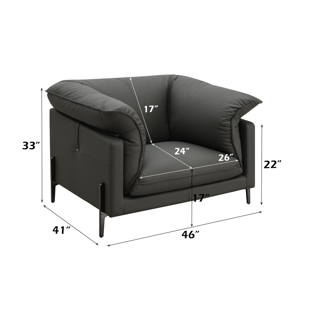 Tadi Black Top Grain Leather Chair - Ornate Home