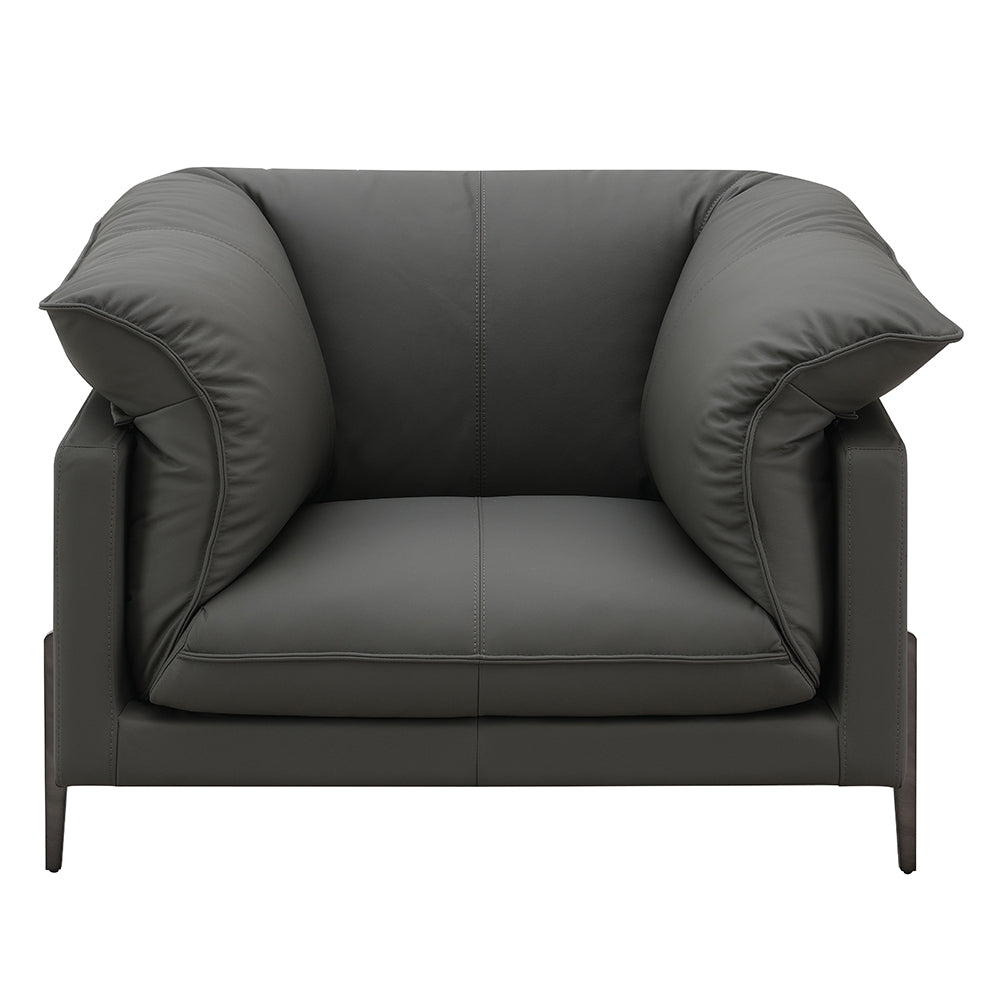 Tadi Black Top Grain Leather Chair - Ornate Home