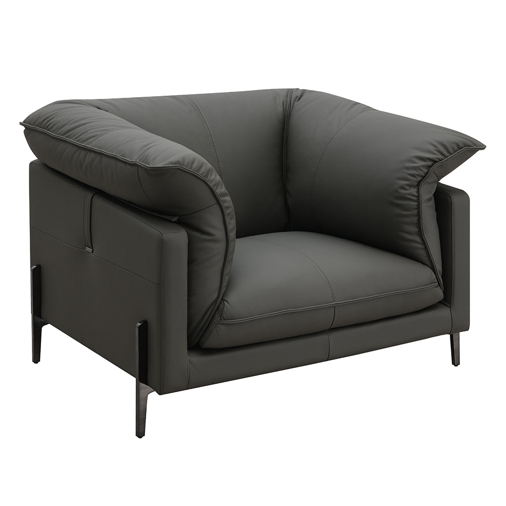 Tadi Black Top Grain Leather Chair - Ornate Home