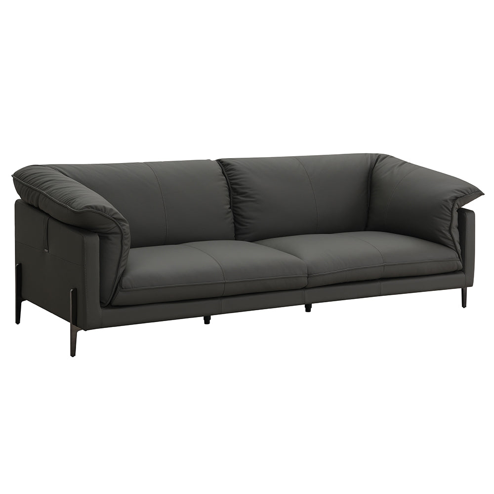 Tadi Black Top Grain Leather Loveseat - Ornate Home