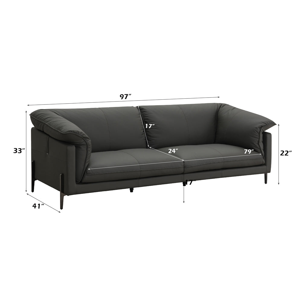 Tadi Black Top Grain Leather Sofa - Ornate Home