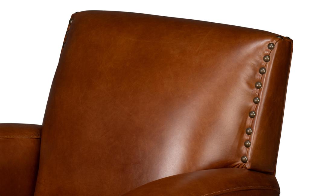 Taft Brown Leather Swivel Chair - Ornate Home