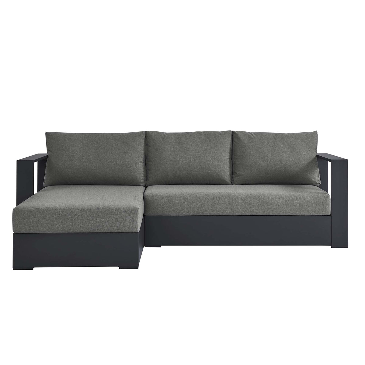 Tahoe Gray/Charcoal 2-Piece Outdoor Patio Powder-Coated Aluminum Left-Facing Chaise Sectional Sofa Set - Ornate Home