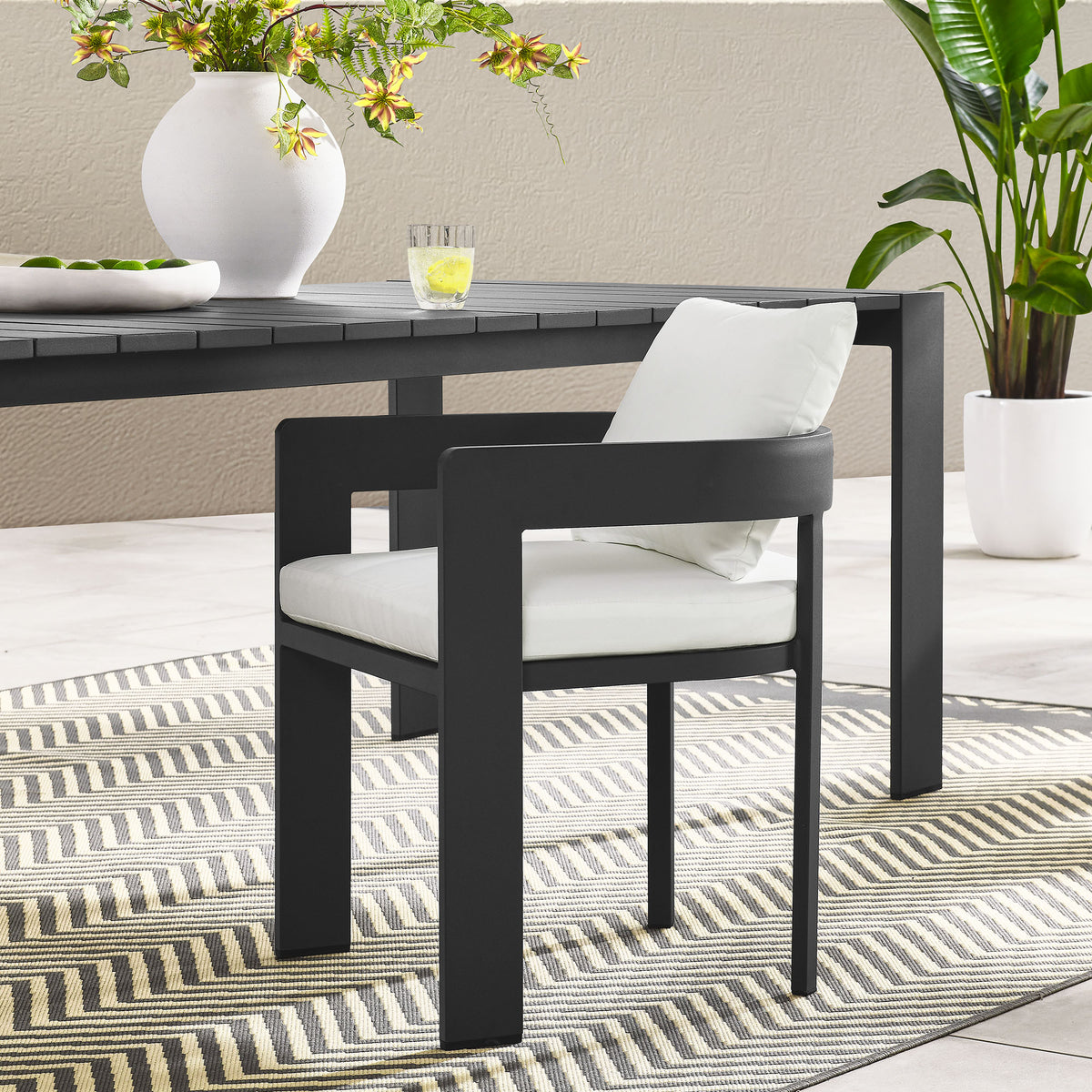 Tahoe Gray/White Outdoor Patio Aluminum Dining Chair - Ornate Home