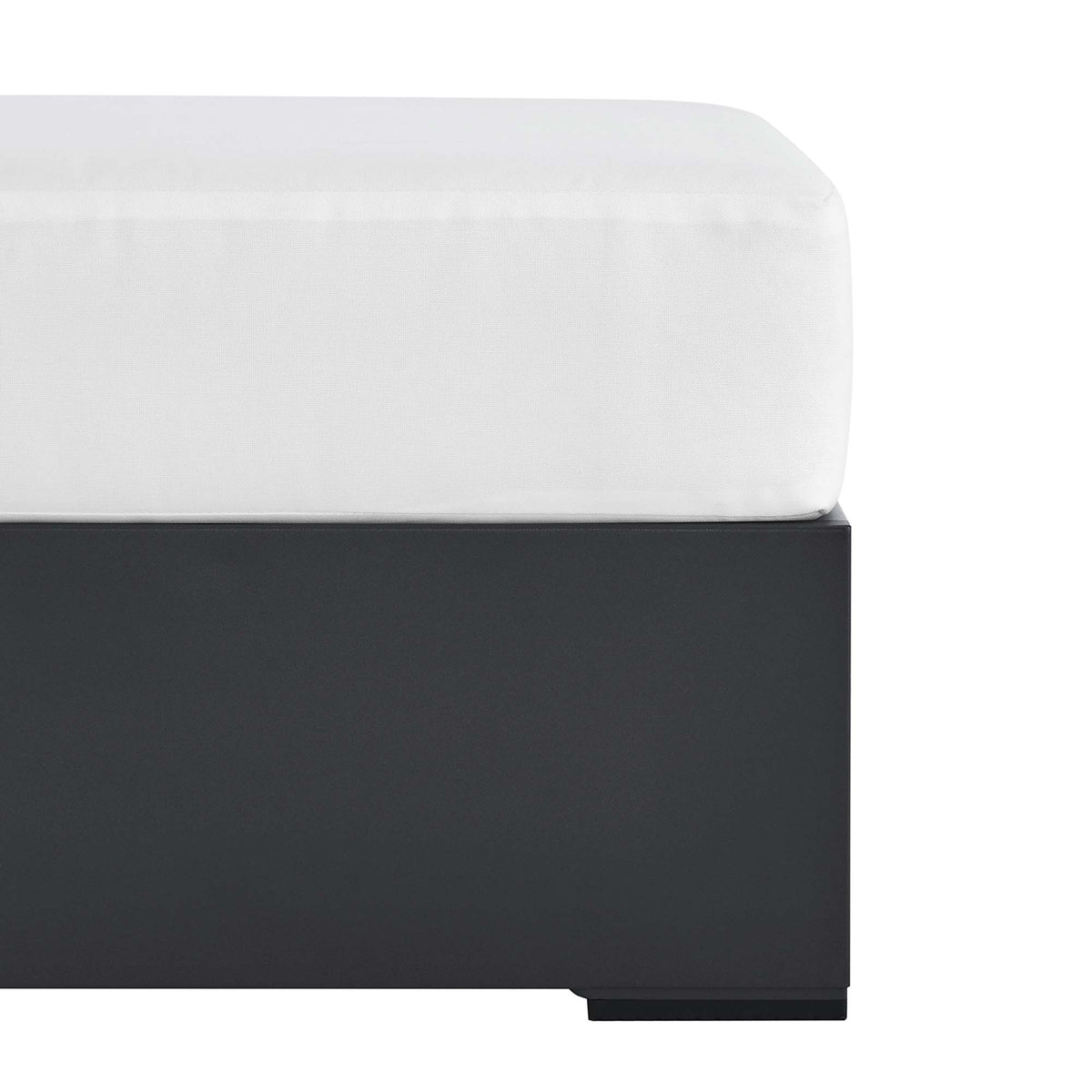 Tahoe Gray/White Outdoor Patio Powder-Coated Aluminum Ottoman - Ornate Home