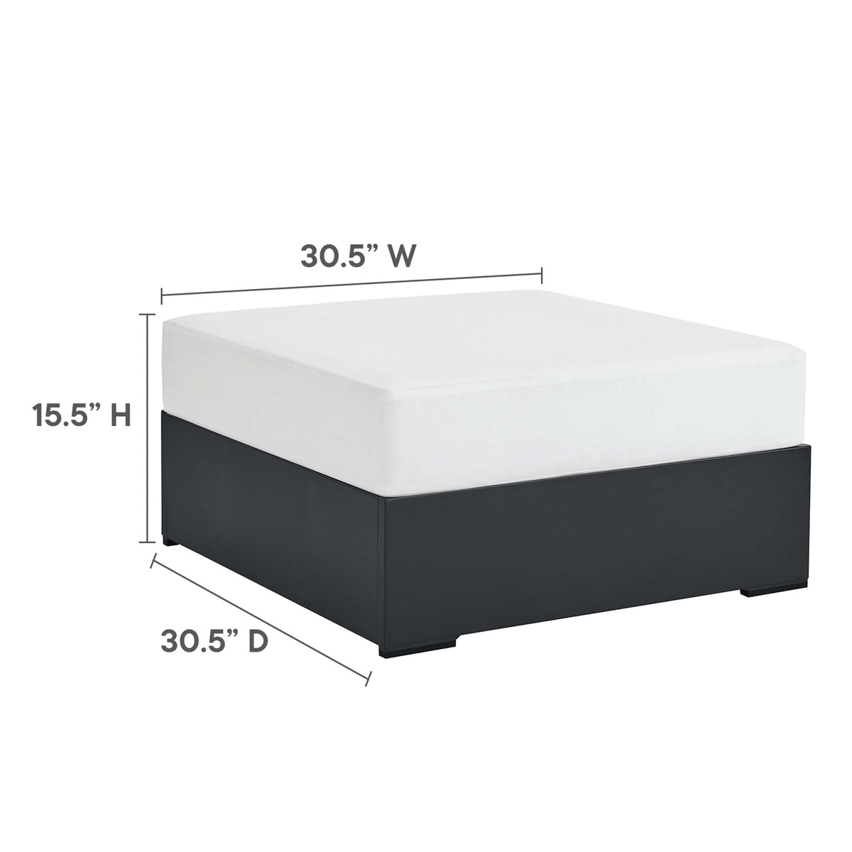 Tahoe Gray/White Outdoor Patio Powder-Coated Aluminum Ottoman - Ornate Home