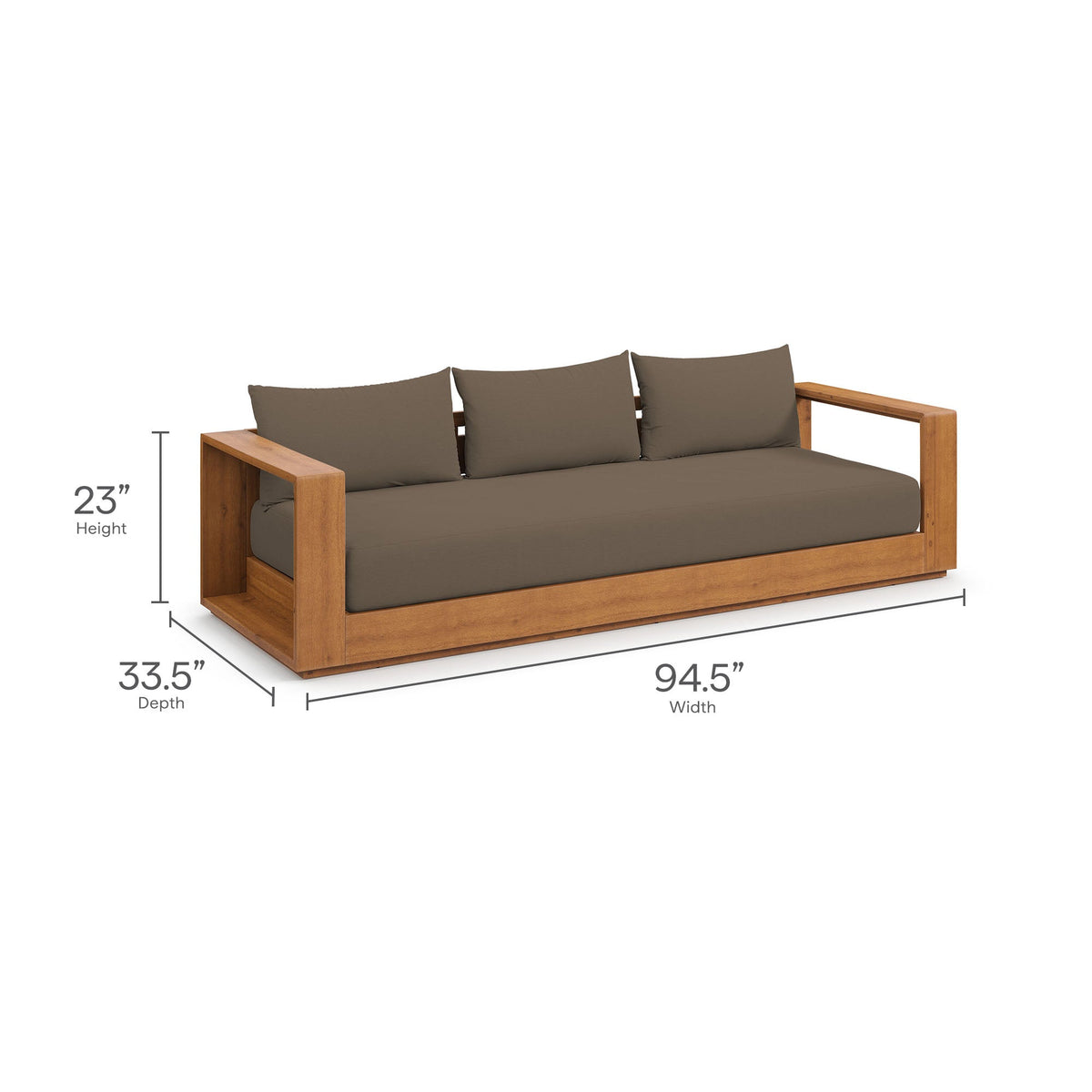 Tahoe Natural/Cocoa Outdoor Patio Acacia Wood Sofa - Ornate Home