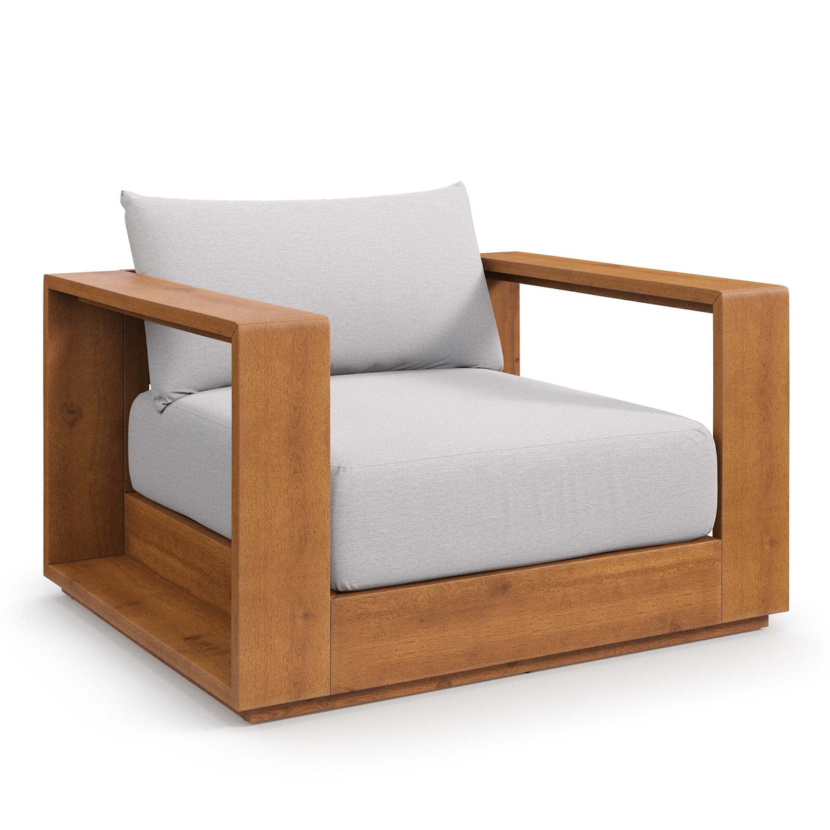 Tahoe Natural/Light Gray Outdoor Patio Acacia Wood Chair - Ornate Home