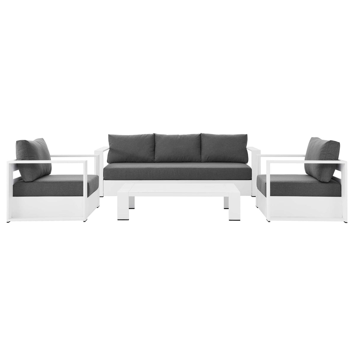 Tahoe White/Charcoal 4-Piece Outdoor Patio Powder-Coated Aluminum Set - Ornate Home