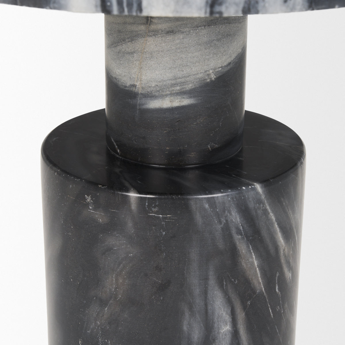Taite Dark Gray Solid Marble Pedestal Accent Table