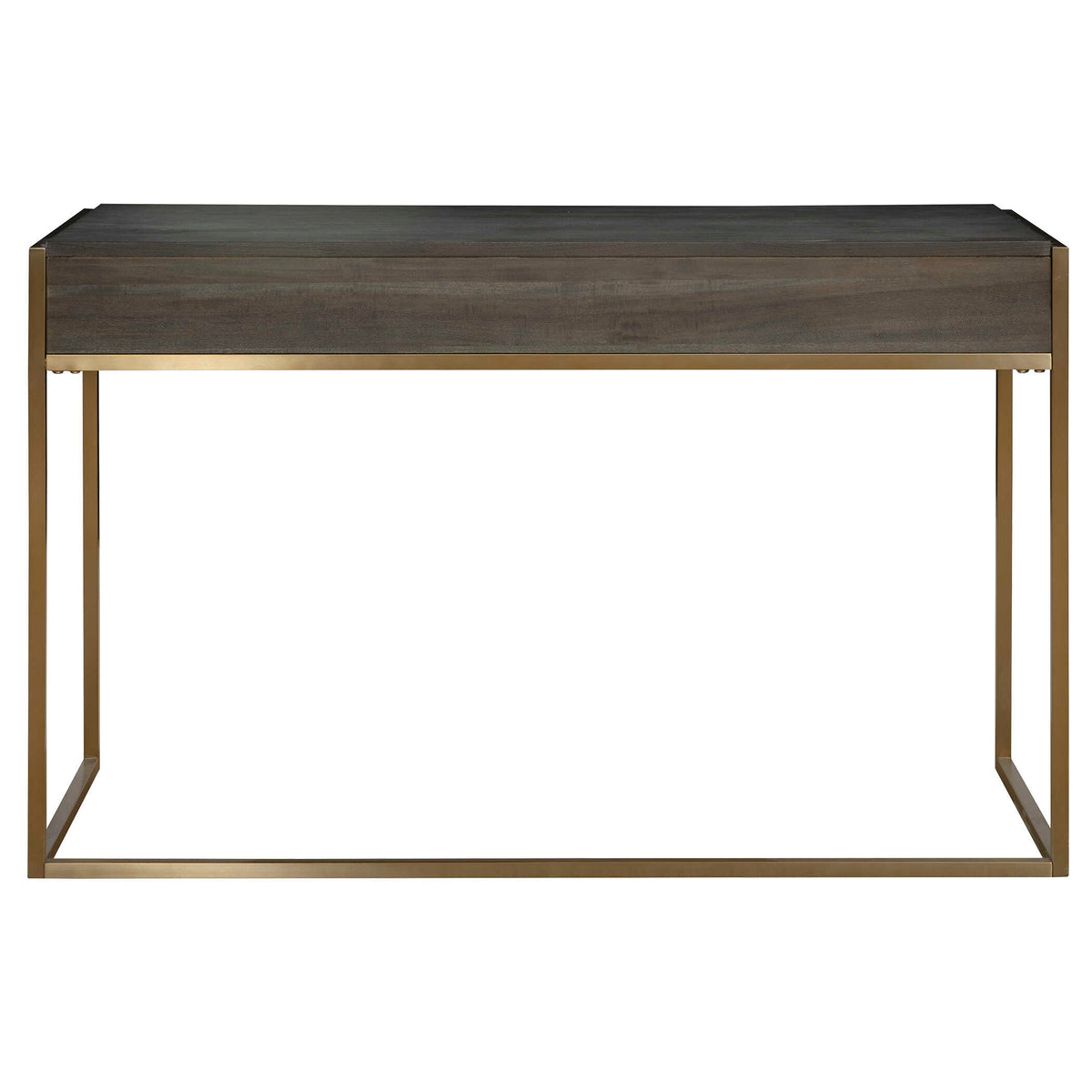 Taja Brass/Woodtone Modern Writing Desk - Ornate Home