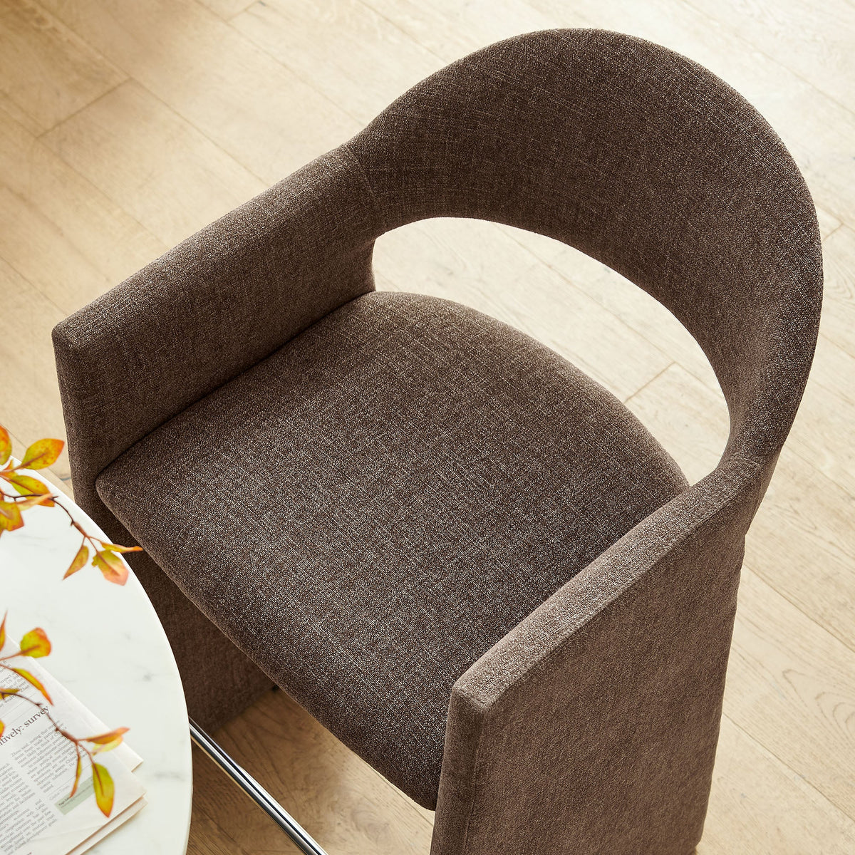 Talia Mocha 41 Inch Upholstered Fabric Bar Stool - Ornate Home