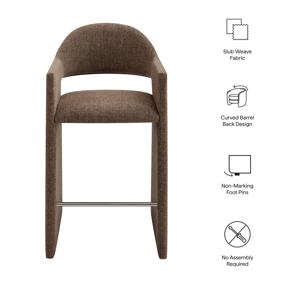 Talia Mocha 41 Inch Upholstered Fabric Bar Stool - Ornate Home