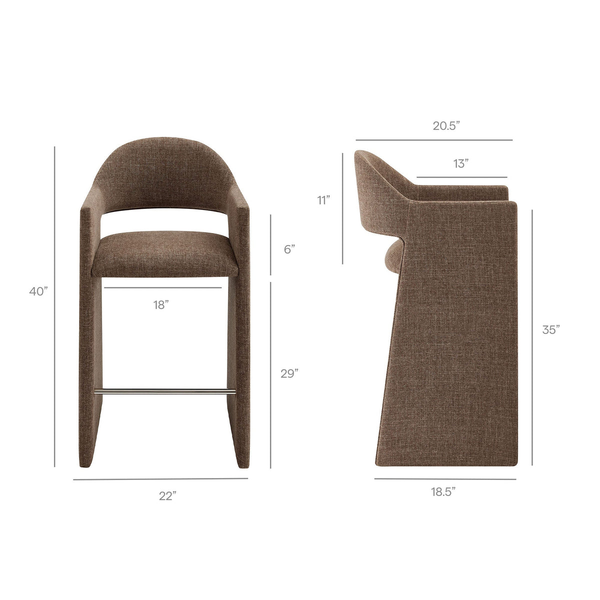 Talia Mocha 41 Inch Upholstered Fabric Bar Stool - Ornate Home