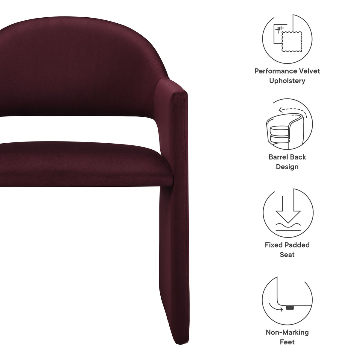 Talia Mulberry Performance Velvet Dining Armchair - Ornate Home