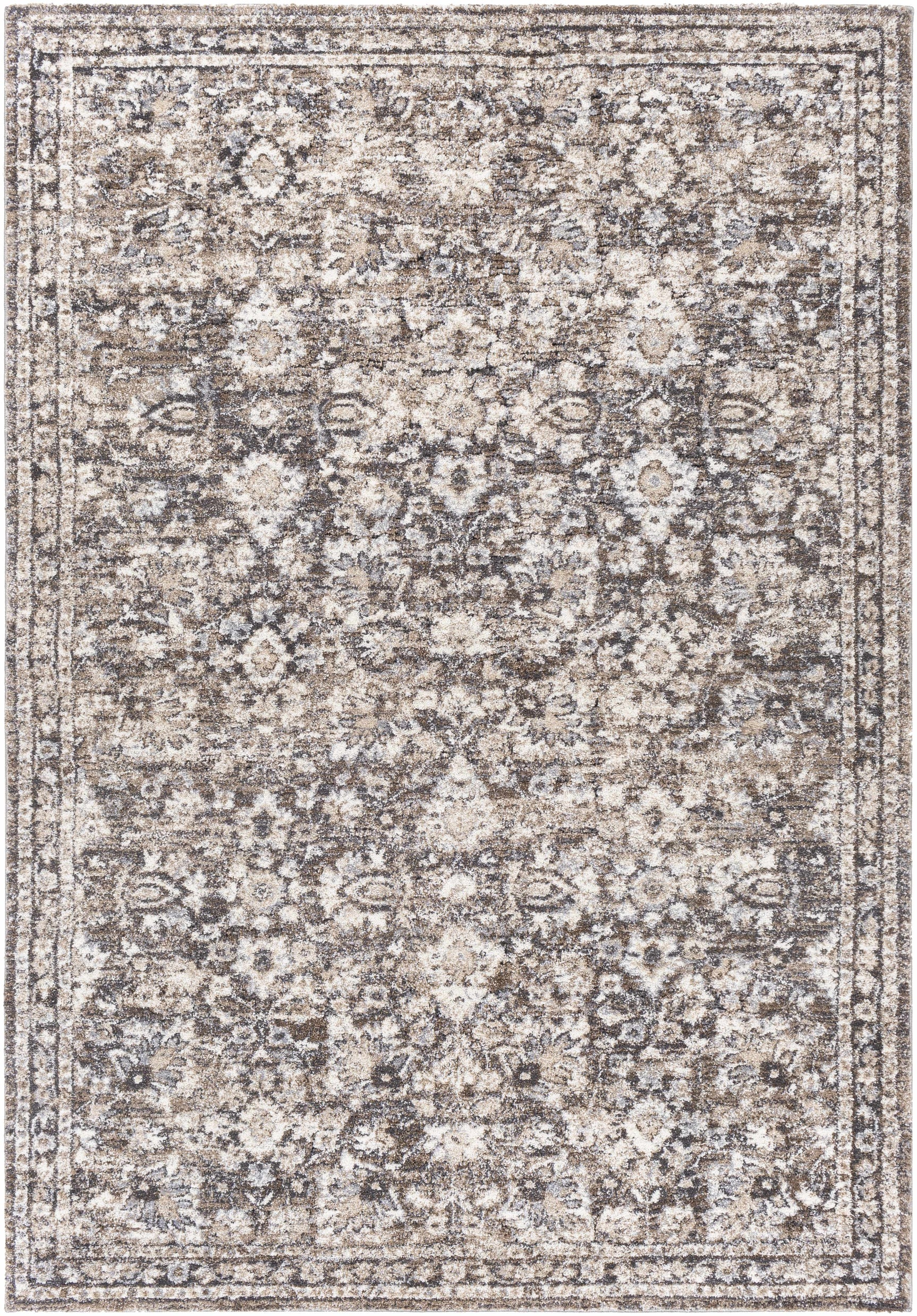 Talihina Brown Luxe Damask Rug - Ornate Home