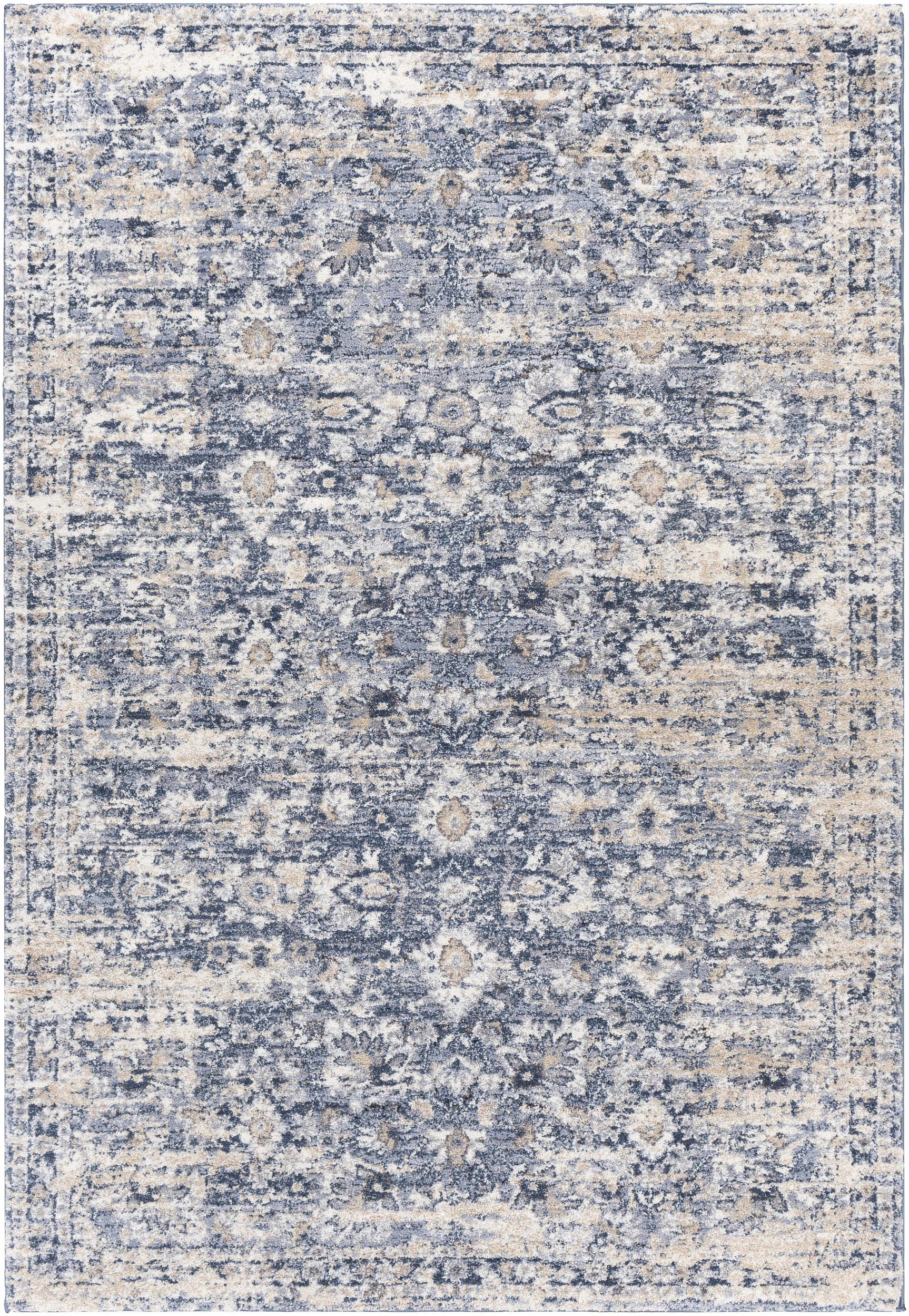Talihina Denim Damask Area Rug - Ornate Home