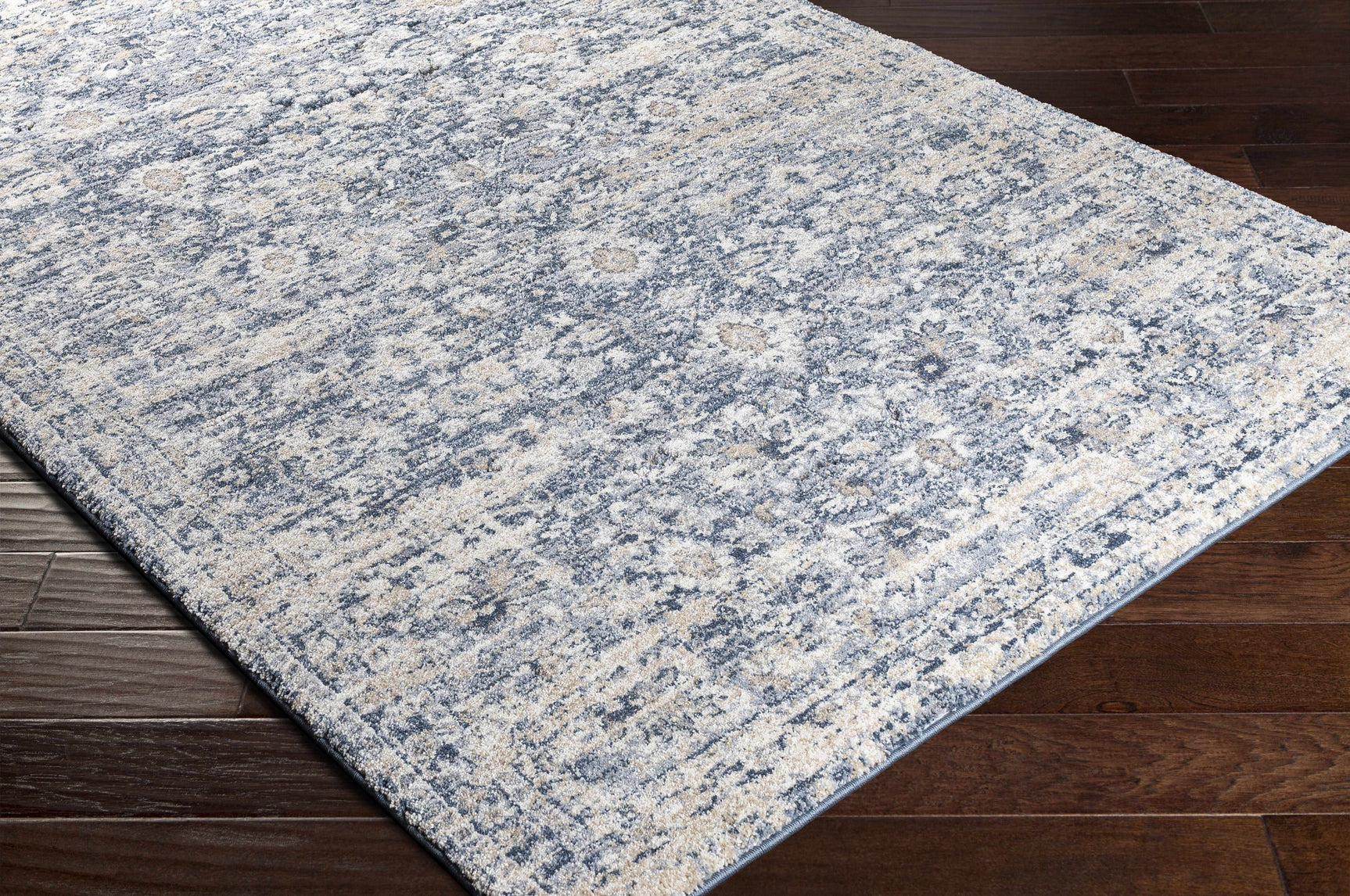 Talihina Denim Damask Area Rug - Ornate Home