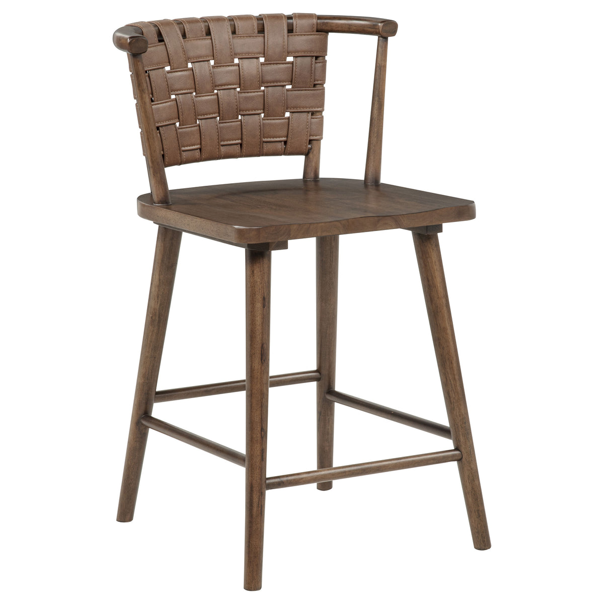 Tallis Brown Woven Leatherette Back Counter Chair (Set Of 2) - Ornate Home