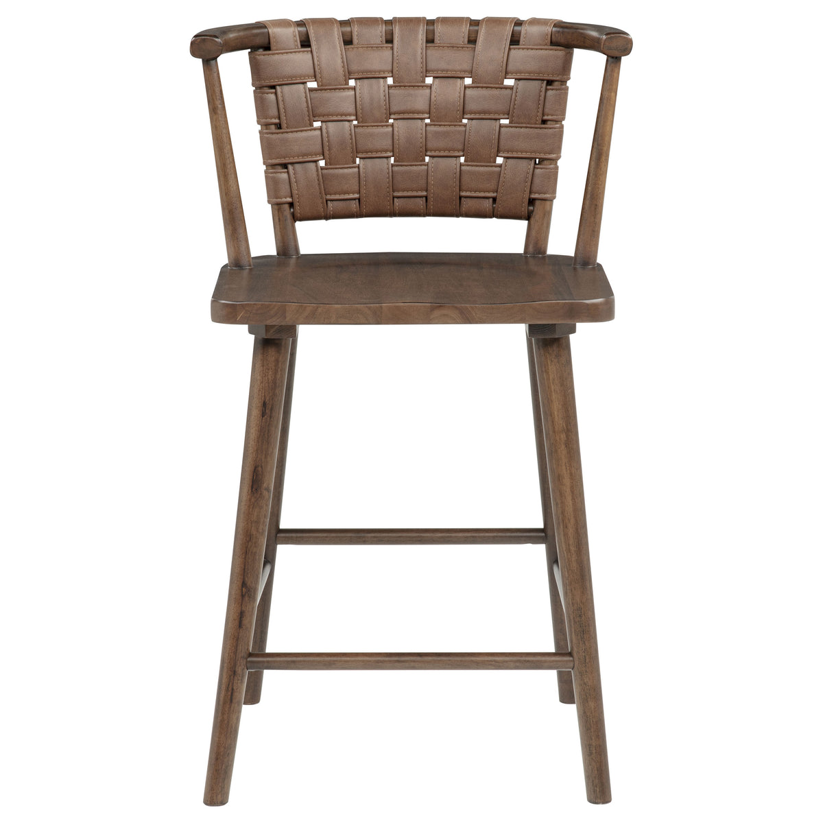 Tallis Brown Woven Leatherette Back Counter Chair (Set Of 2) - Ornate Home