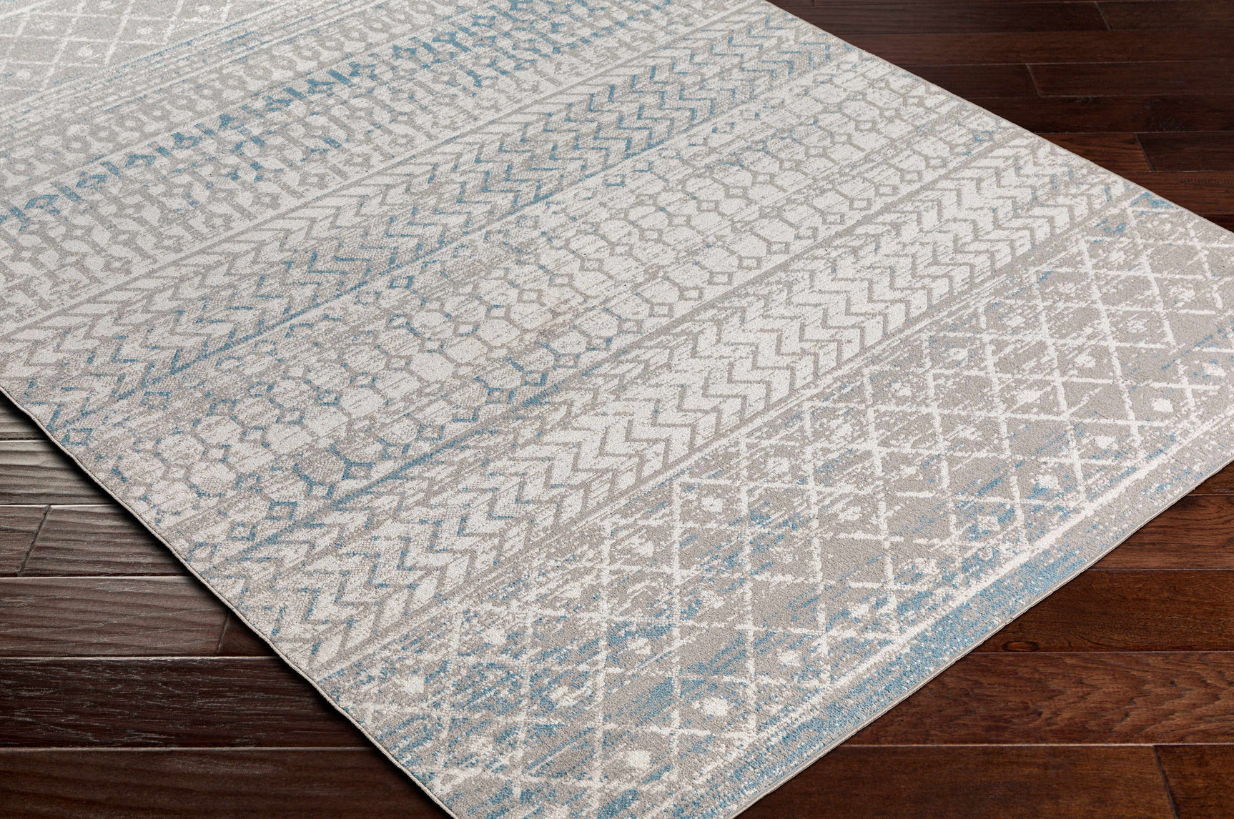 Tambac Blue & Gray Washable Area Rug - Clearance - Ornate Home