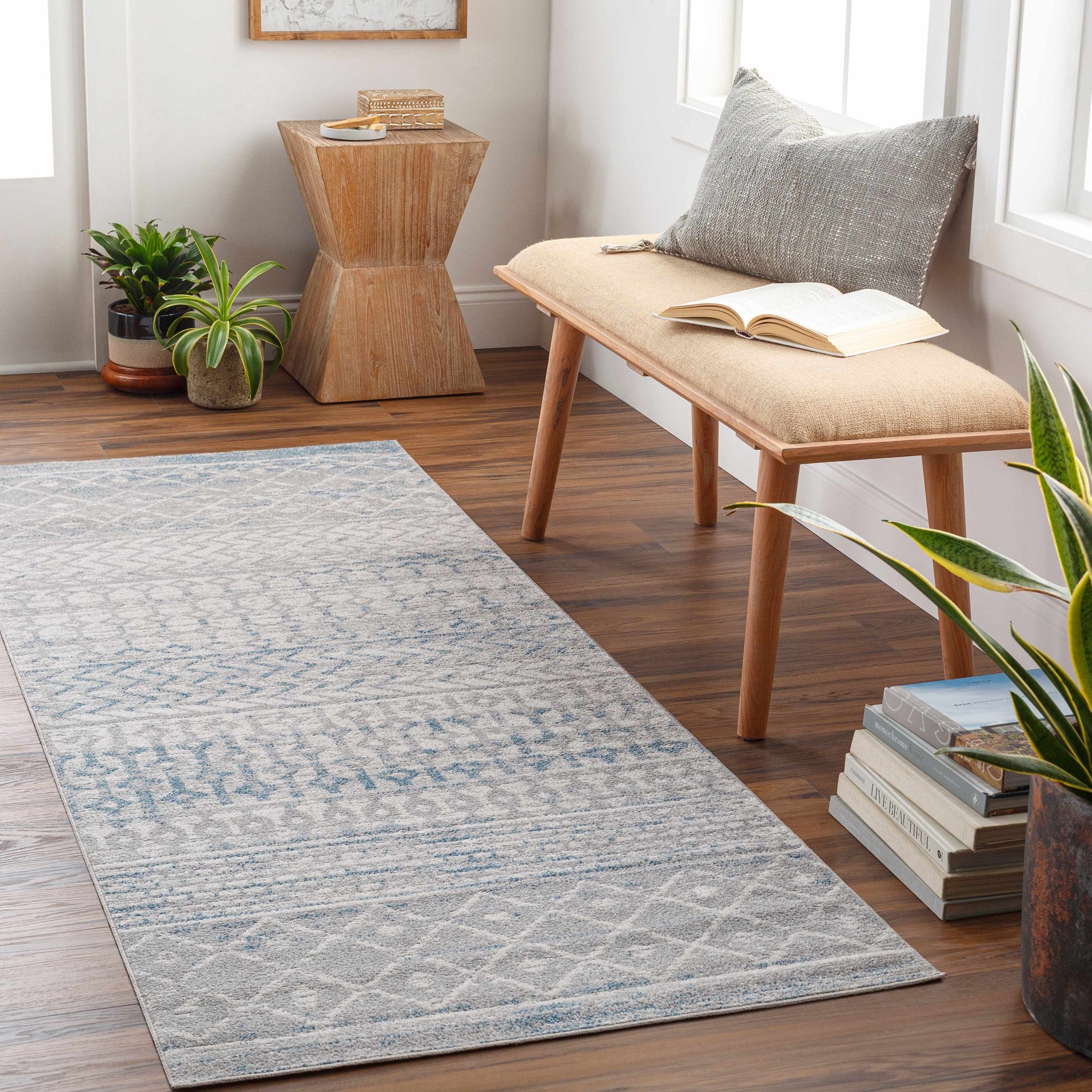 Tambac Blue & Gray Washable Area Rug - Clearance - Ornate Home