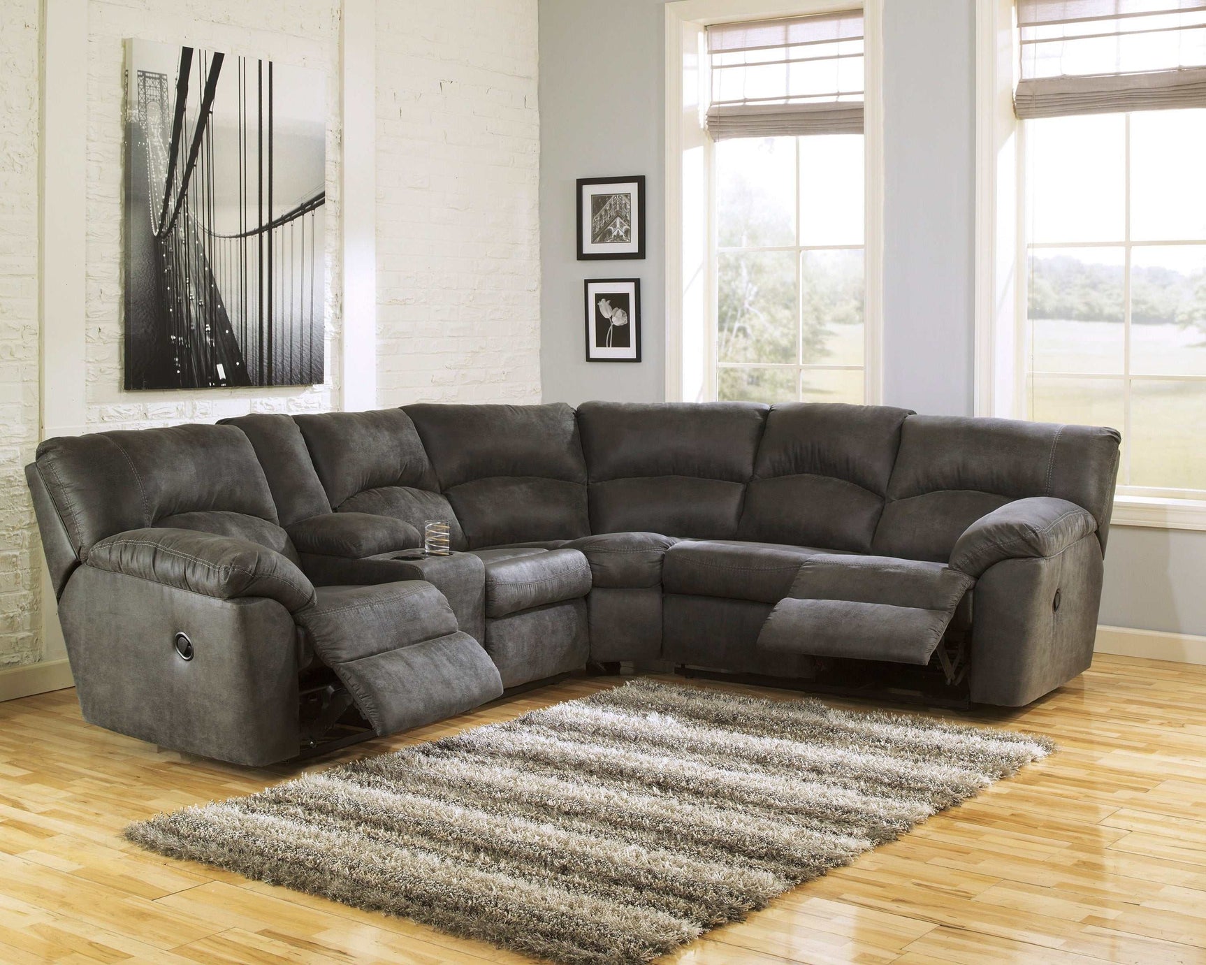 Tambo Faux Leather 2pc Manual Reclining Sectional (Online Special Price) - Ornate Home