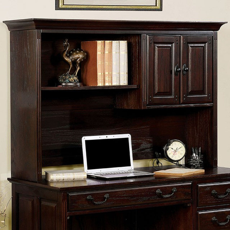 Tami Dark Walnut Credenza Desk Hutch - Ornate Home