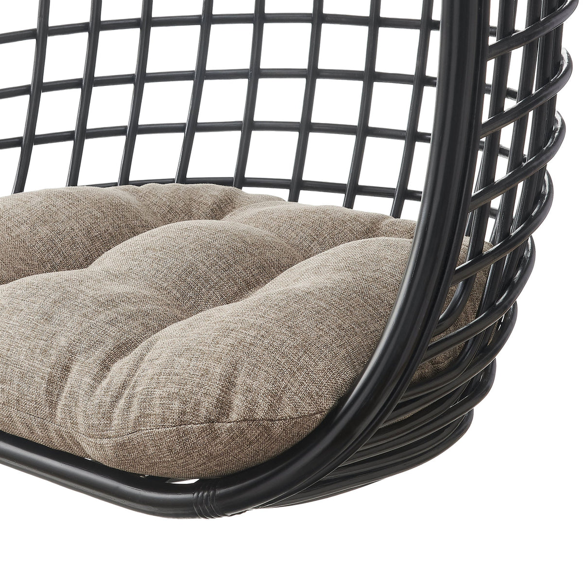 Tamsin Black Tan Open Grid Weave Natural Rattan Hanging Chair