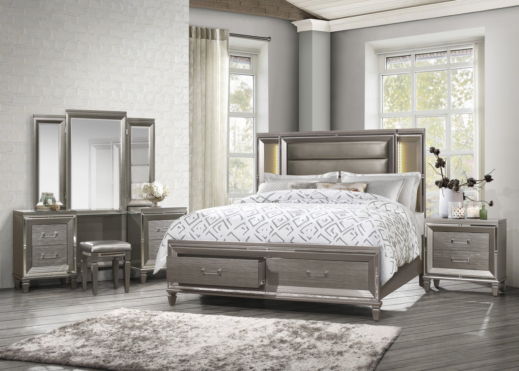 Tamsin Silver-Gray California King Platform Bed - Ornate Home
