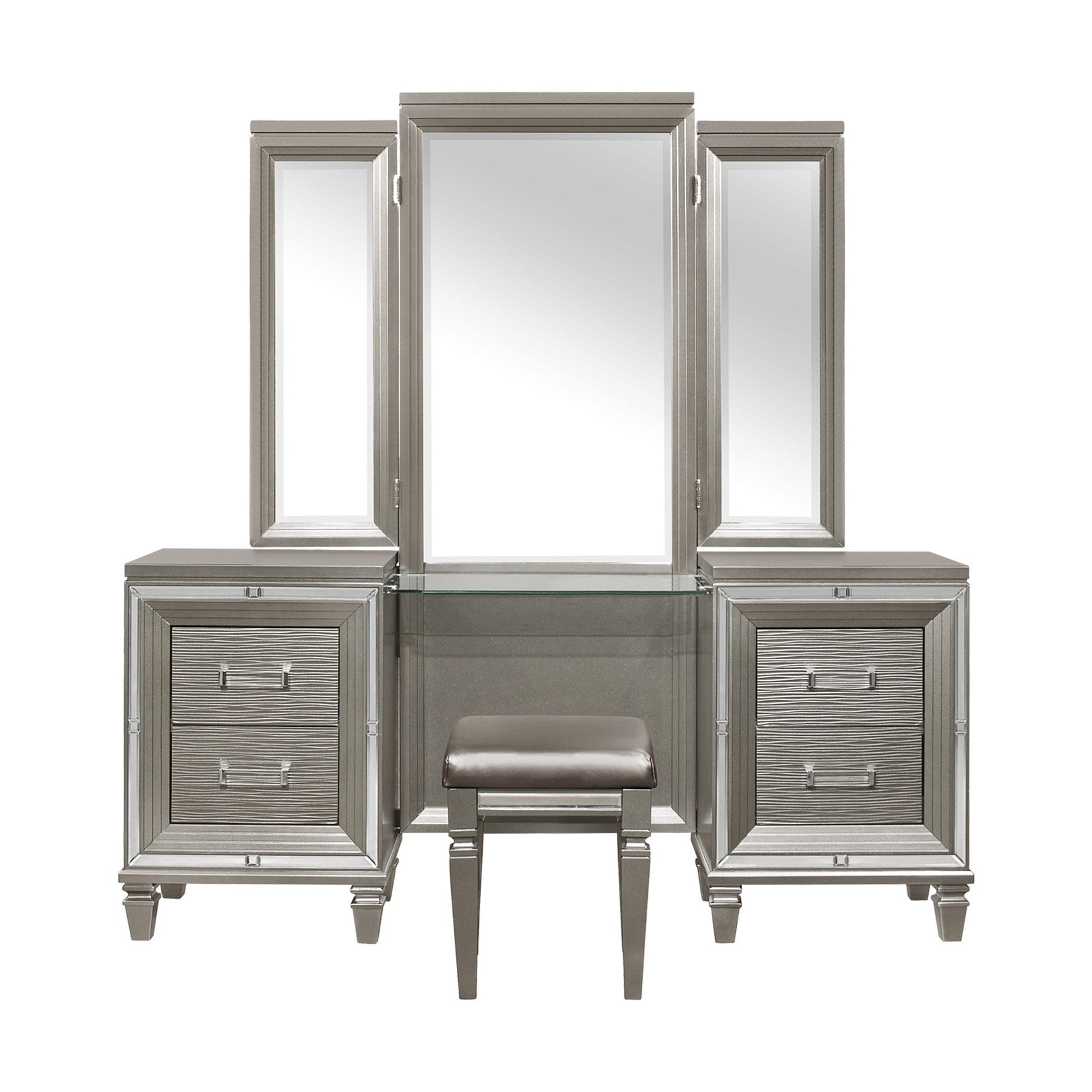 Tamsin Silver-Gray Vanity Dresser with Mirror - Ornate Home