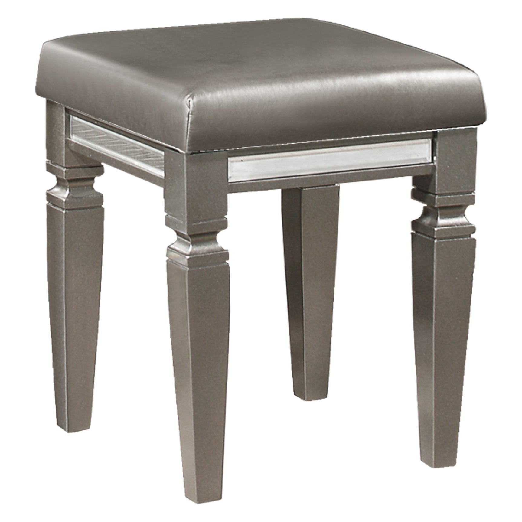 Tamsin Silver/Gray Vanity Stool - Ornate Home
