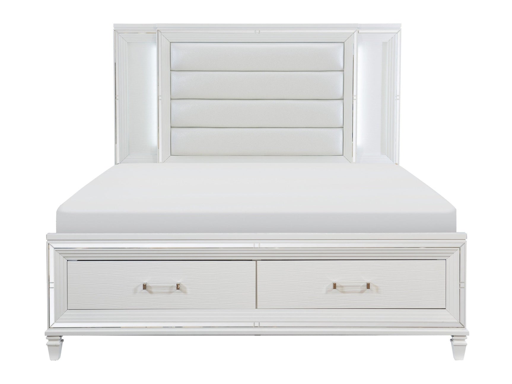 Tamsin White California King Platform Bed w/Footboard Storage - Ornate Home