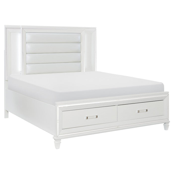 Tamsin White California King Platform Bed w/Footboard Storage - Ornate Home