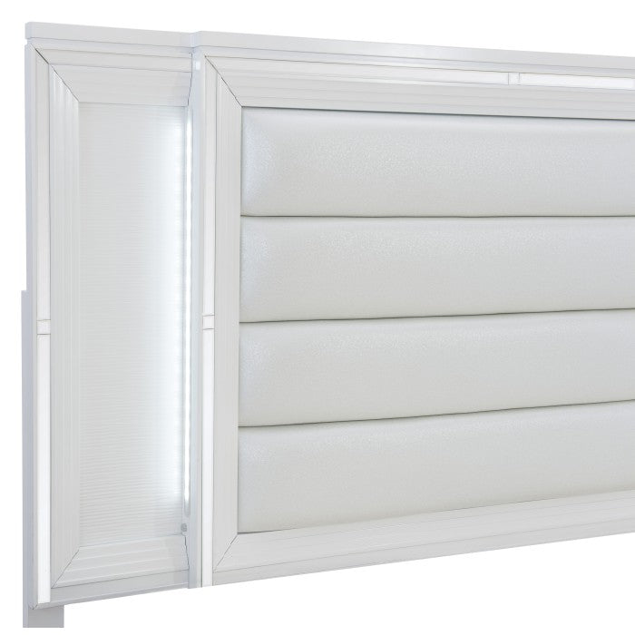 Tamsin White Eastern King Platform Bed w/Footboard Storage - Ornate Home